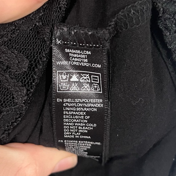 Forever 21 Women’s size S/P black sleeveless mini dress with lace overlay - Picture 6 of 7